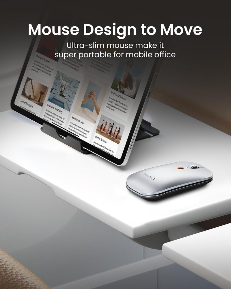 ProtoArc Foldable Keyboard and Mouse, XKM01 True Full-Size Folding Wireless Keyboard Mouse for Business Travel, a Portable Office Suite On-The-Go, Compatible with Laptop iPad Tablet - Black Silver - Image 5